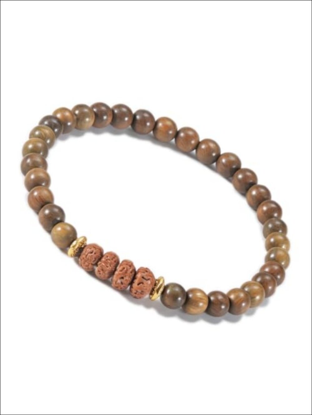 Handmade Natural Wood Bead Bracelet Adjustable Stretch Mala Yoga Prayer